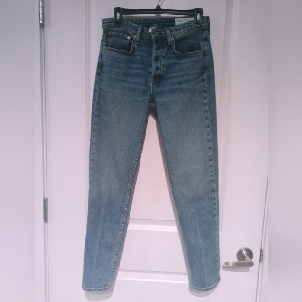 RAG & BONE 'ROSA MID-RISE BOYFRIEND' BUTTON FLY BLUE JEANS women's sz 26
